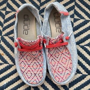 Hey Dude Women's Flats in Blue and Red size 9